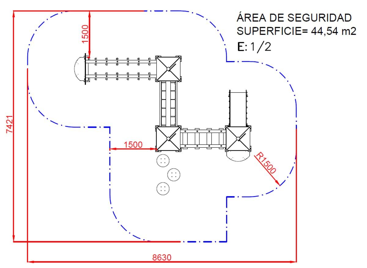 Mides àrea de seguretat Parc Infantil GIMCANA