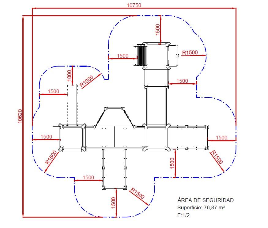 medidas área de seguridad Parque Infantil Inclusivo Castillo ELTZ
