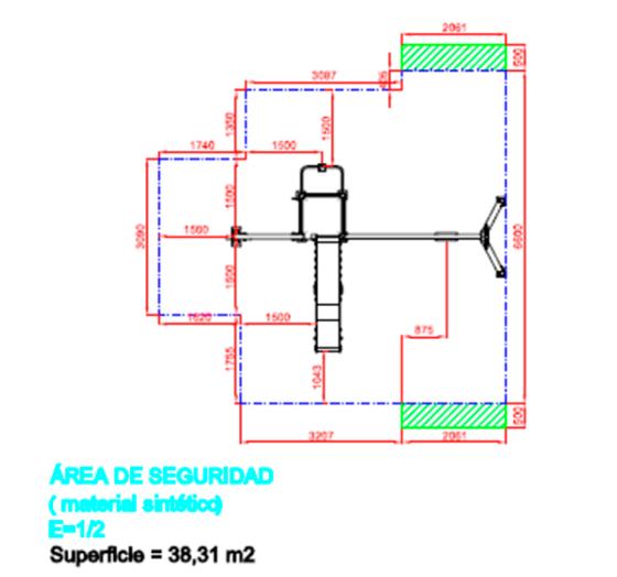 mides area de seguretat parc infantil tennis