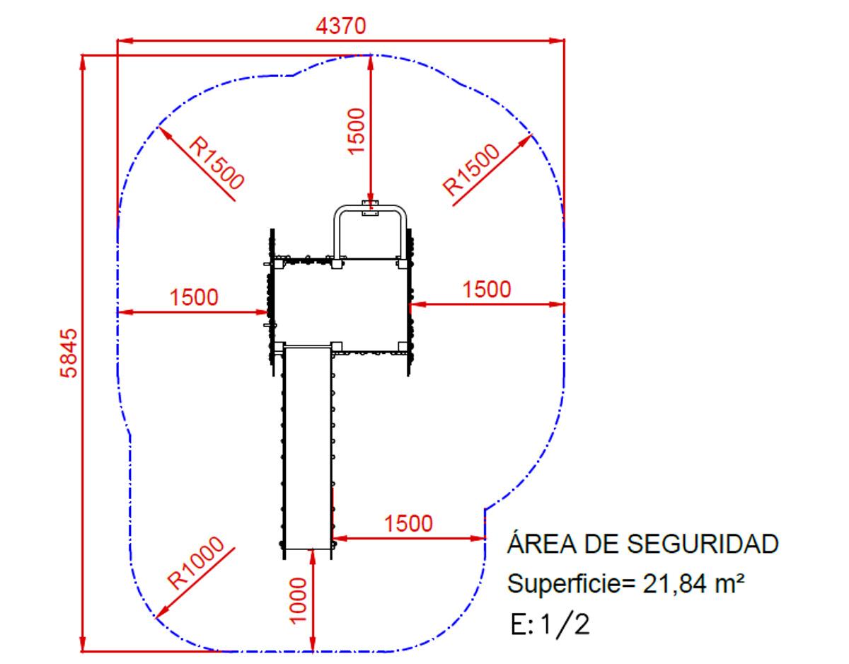 mides àrea de seguretat Parc Infantil PIXIE ús Públic