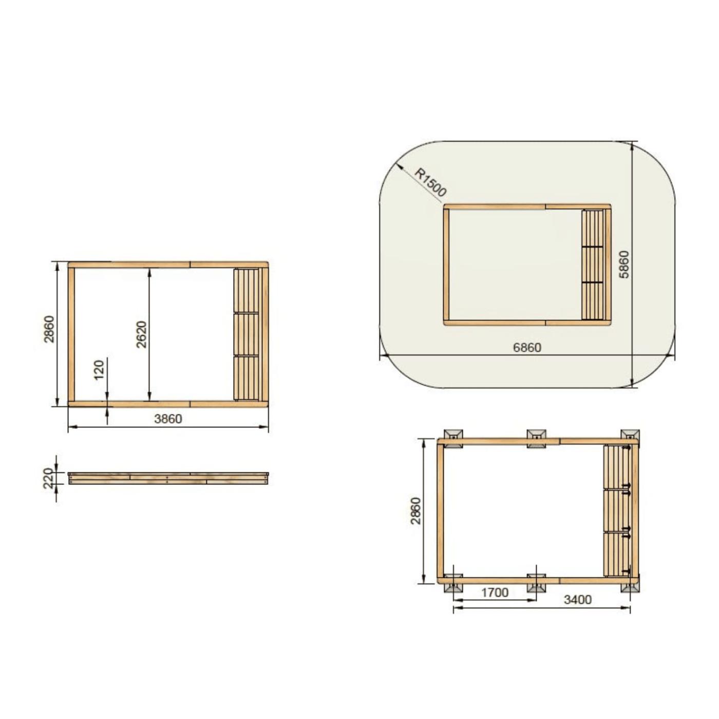 Arenero de madera con cajas de almacenaje MASGAMES Coveri con cubierta de lona fuerte