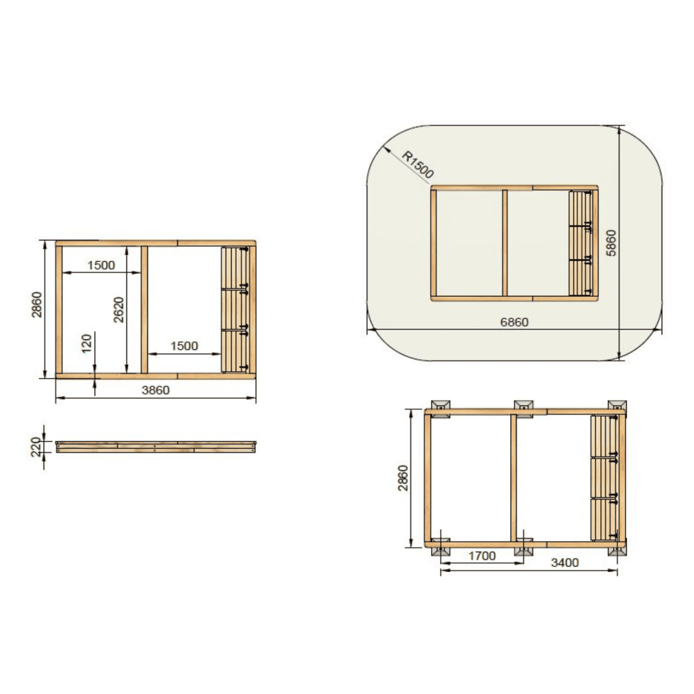 Arenero de madera con separación central y cajas de almacenaje MASGAMES Coveri