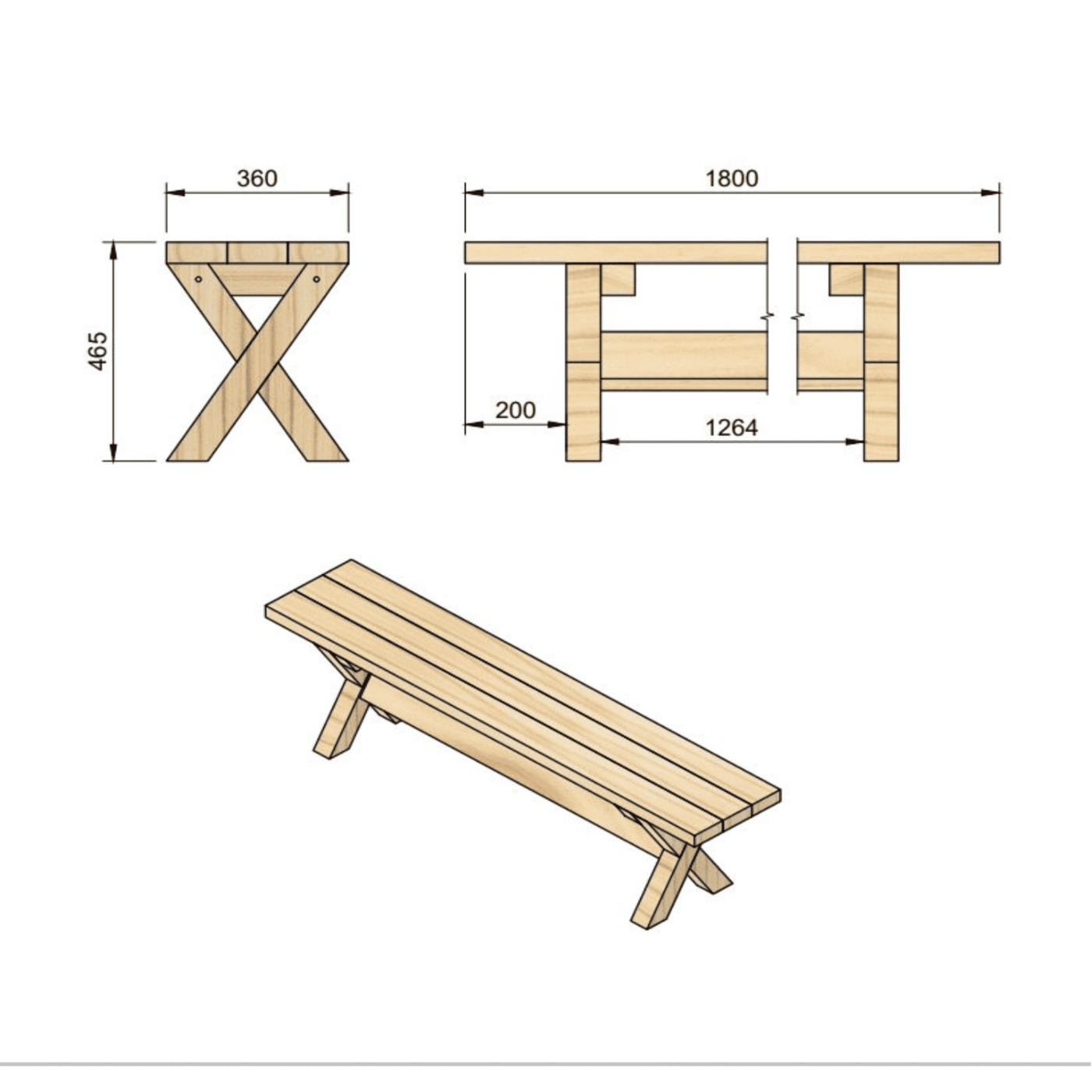 Banco de madera para exterior MASGAMES XERTA 6