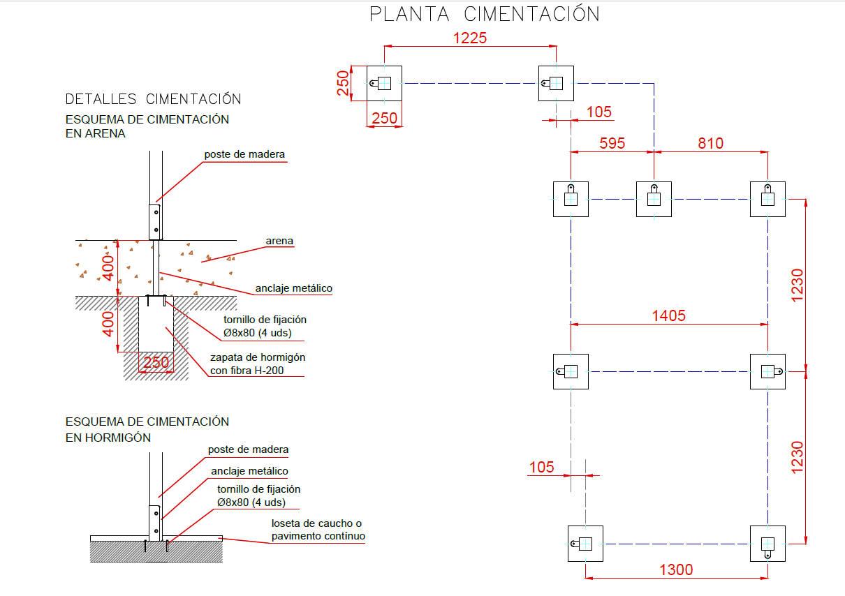 Medidas cimentación Parque Infantil Casita Inclusiva VILLA RATÓN