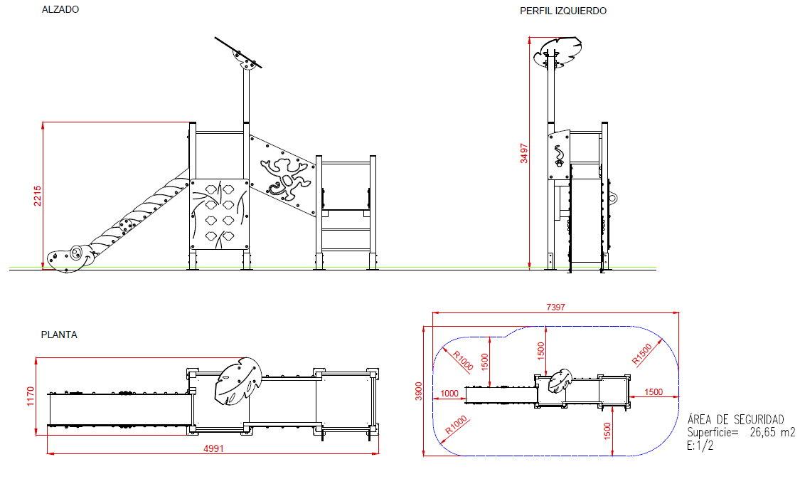 Medidas Parque Infantil SABANA uso público comercial
