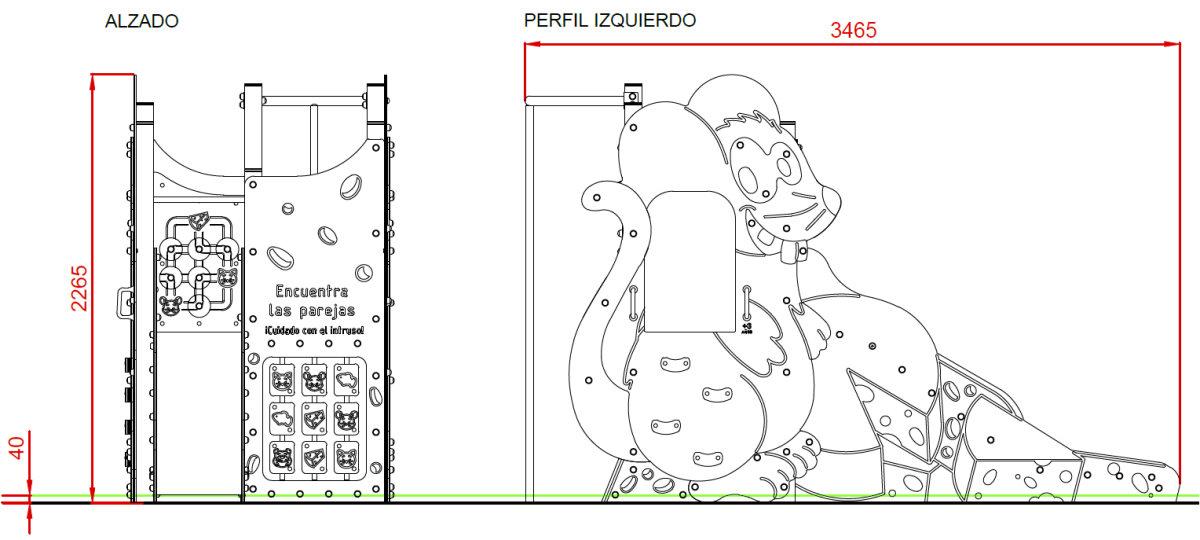 medidas Parque Infantil PIXIE uso público