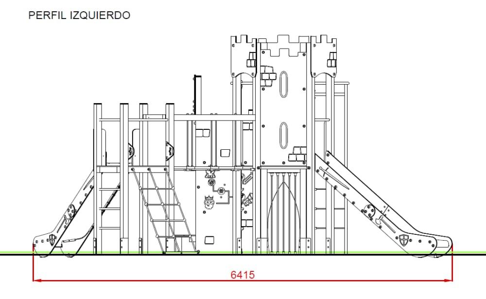 medidas Parque Infantil Castillo WARWICK uso público2