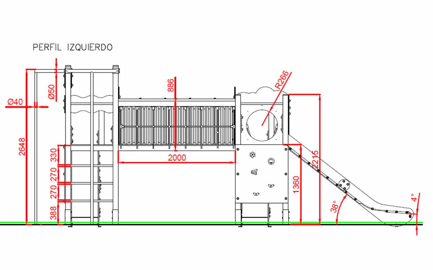 Mides perfil esquerre Parc infantil TORNEIG ús públic