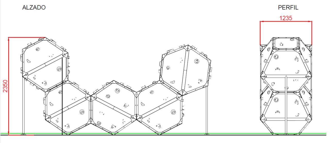 medidas Parede de escalada K2 uso público