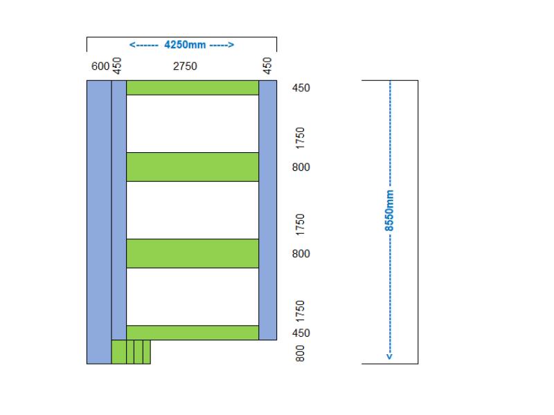 Cama elástica em paralelo rectangulares