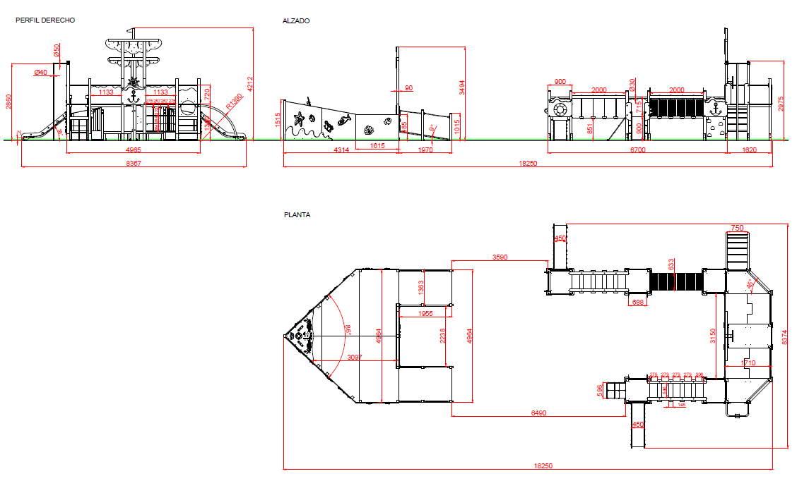 medidas 1 Parque Infantil Adaptado NAVIO TRANSATLÂNTICO uso publico
