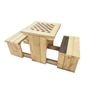 Taula d'escacs de fusta per a l'exterior MASGAMES