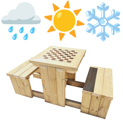 mesa de ajedrez de madera para exterior