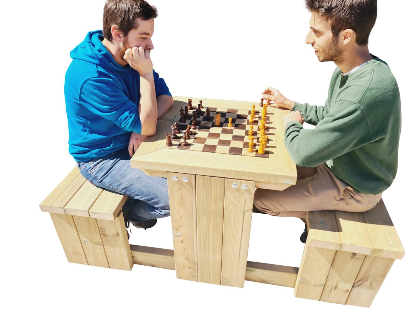 Mesa de ajedrez de madera para exterior MASGAMES