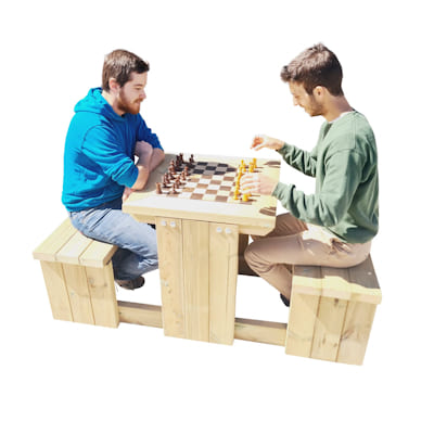 mesa de ajedrez de madera para exterior