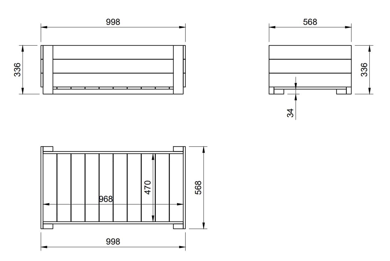 Mesa de cultivo-jardinera de madera tratada MASGAMES FORTIS L