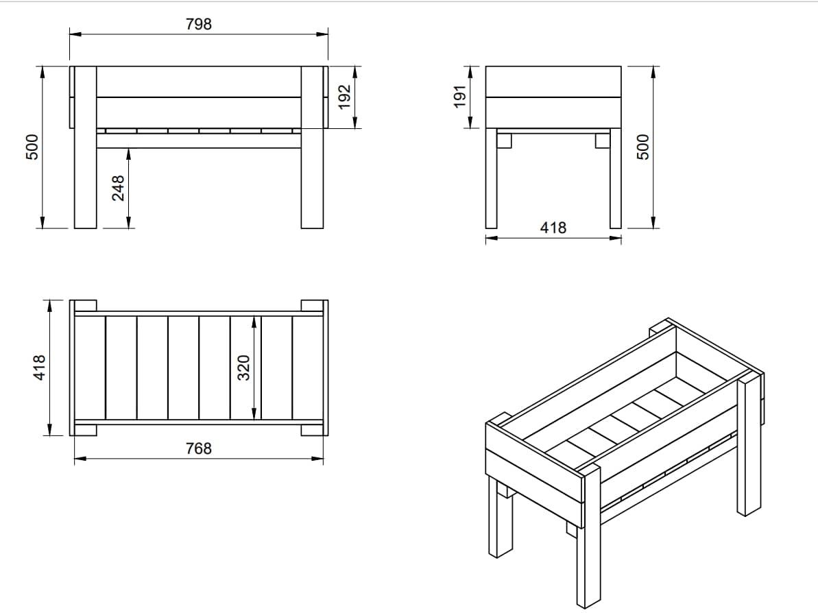 Mesa de cultivo infantil de madera tratada MASGAMES FORTIS Junior