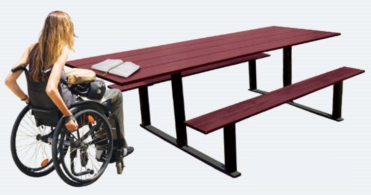 taula exterior riga amb respatller persones mobilitat reduida