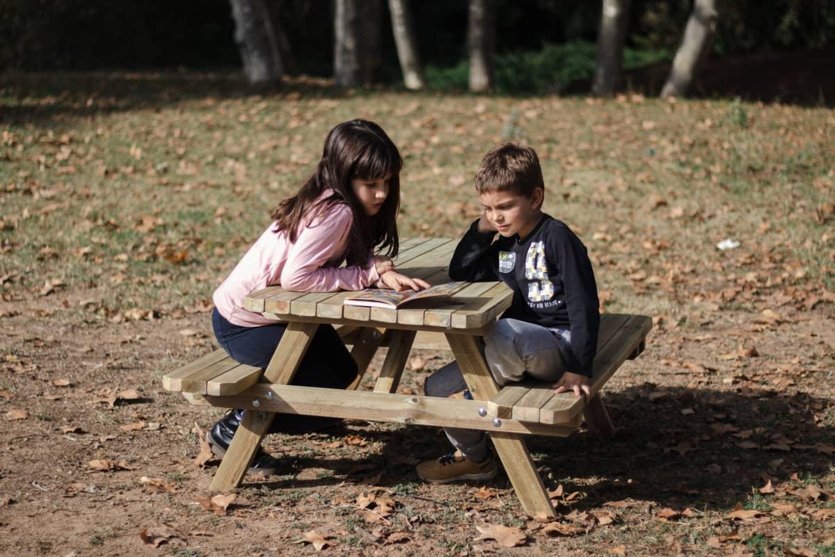 Taula de picnic infantil MASGAMES BRAM de fusta per a l'exterior