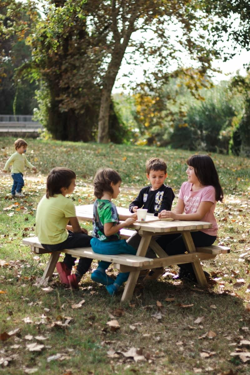 Taula de picnic infantil MASGAMES BRAM de fusta per a l'exterior