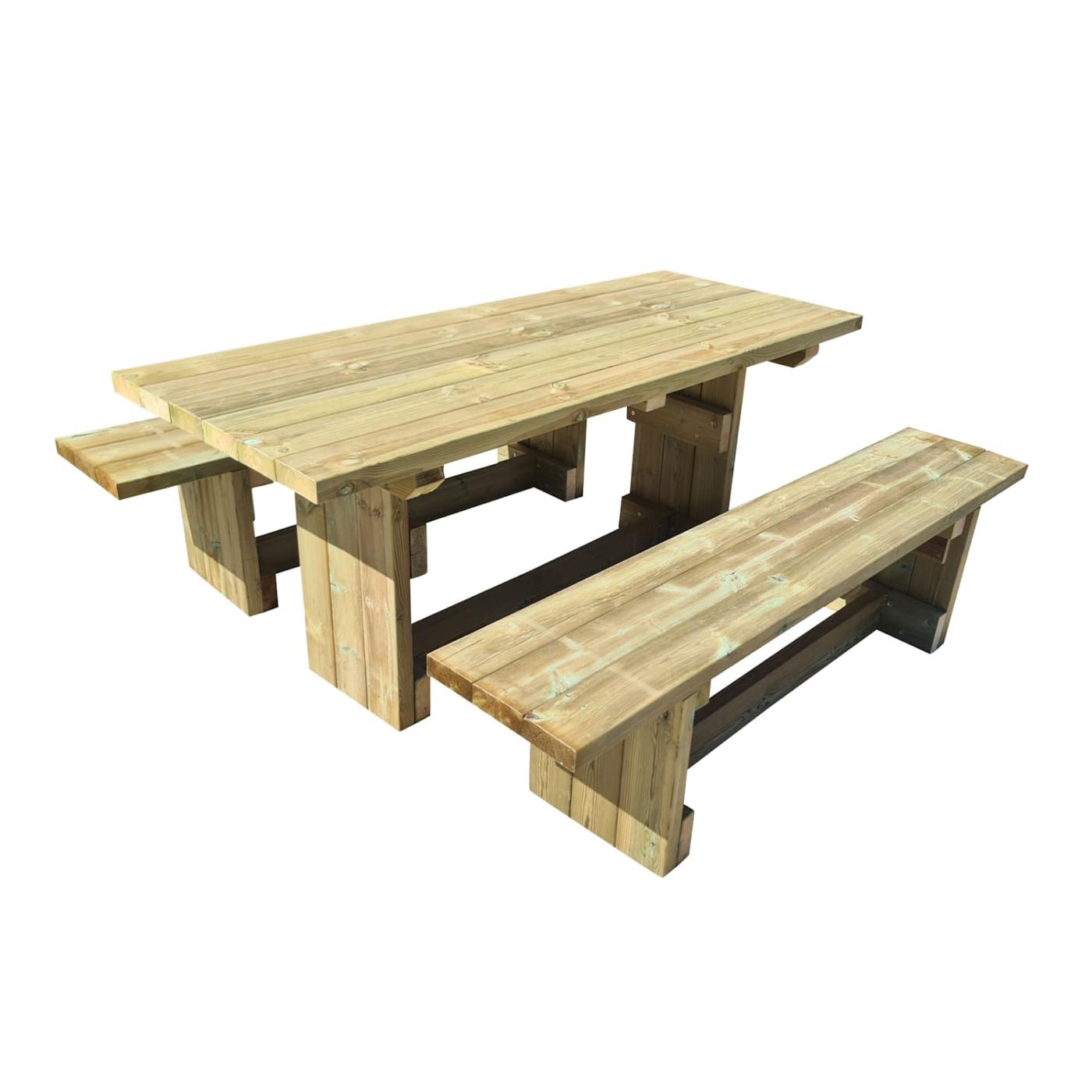 Mesa de madera para exterior con bancos independientes MASGAMES CALELLA