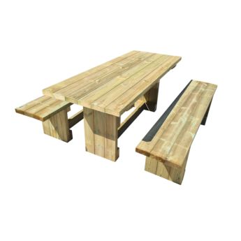 Mesa de madera para exterior con bancos independientes MASGAMES CALELLA