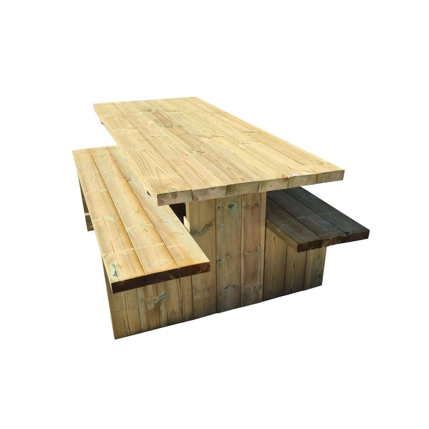 Mesa de madera para exterior con bancos independientes MASGAMES CALELLA