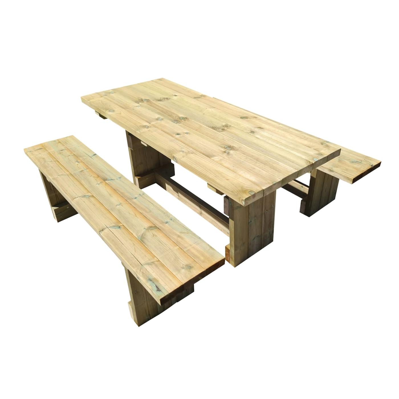 Mesa de madera para exterior con bancos independientes MASGAMES CALELLA