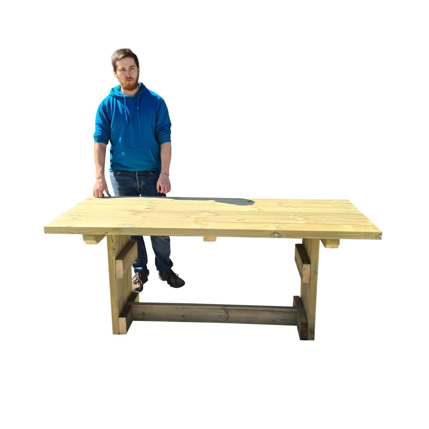 Mesa de madera exterior MASGAMES CALELLA con bancos con respaldo MASGAMES VIC