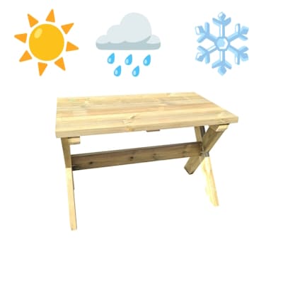 mesa de piquenique de madeira exterior com tratamento em autoclave nível IV