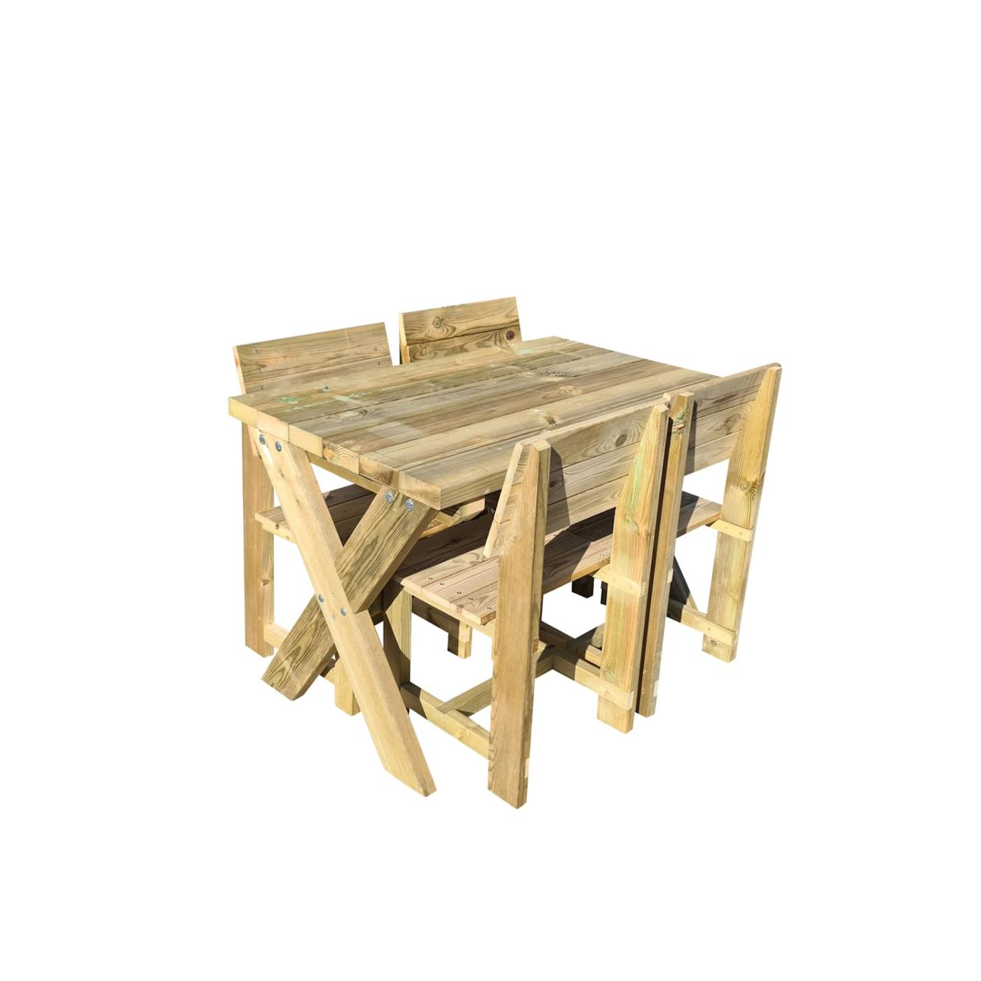 Mesa de madera de exterior MASGAMES XERTA con sillas de madera MASGAMES BATEA