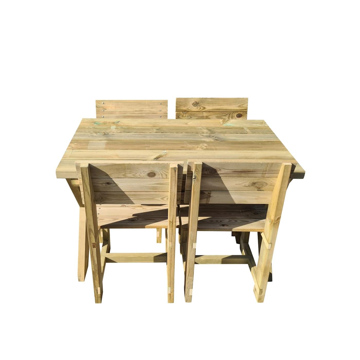 Mesa de madera de exterior MASGAMES XERTA con sillas de madera MASGAMES BATEA