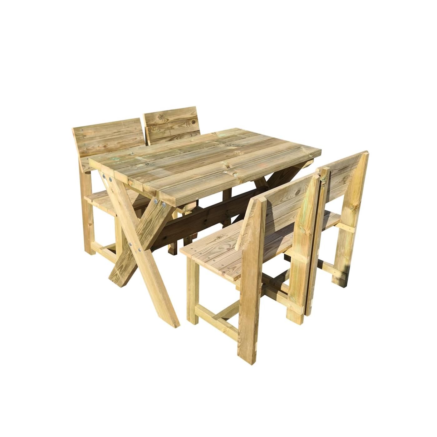 mesa de madeira MASGAMES XERTA com cadeiras MASGAMES BATEA para o jardim