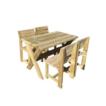 Taula de fusta d'exterior MASGAMES XERTA amb cadires de fusta MASGAMES BATEA
