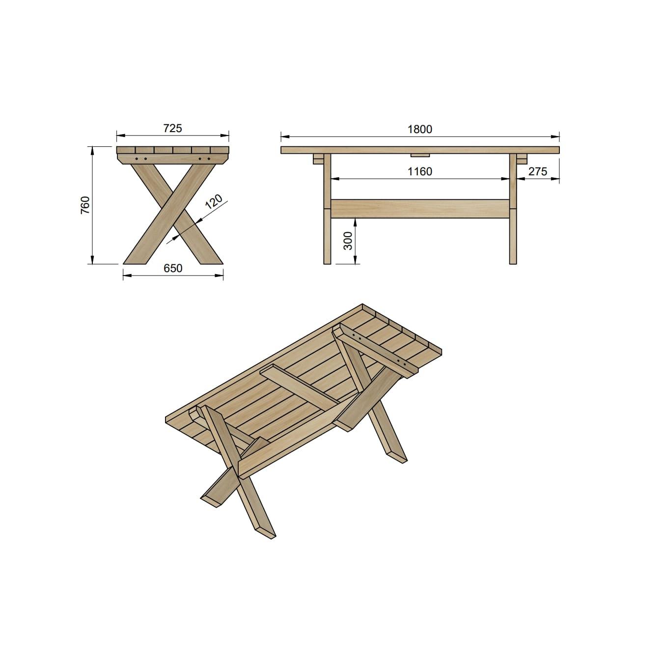 Mesa de madera para exterior XERTA con bancos con respaldo VIC de la marca MASGAMES