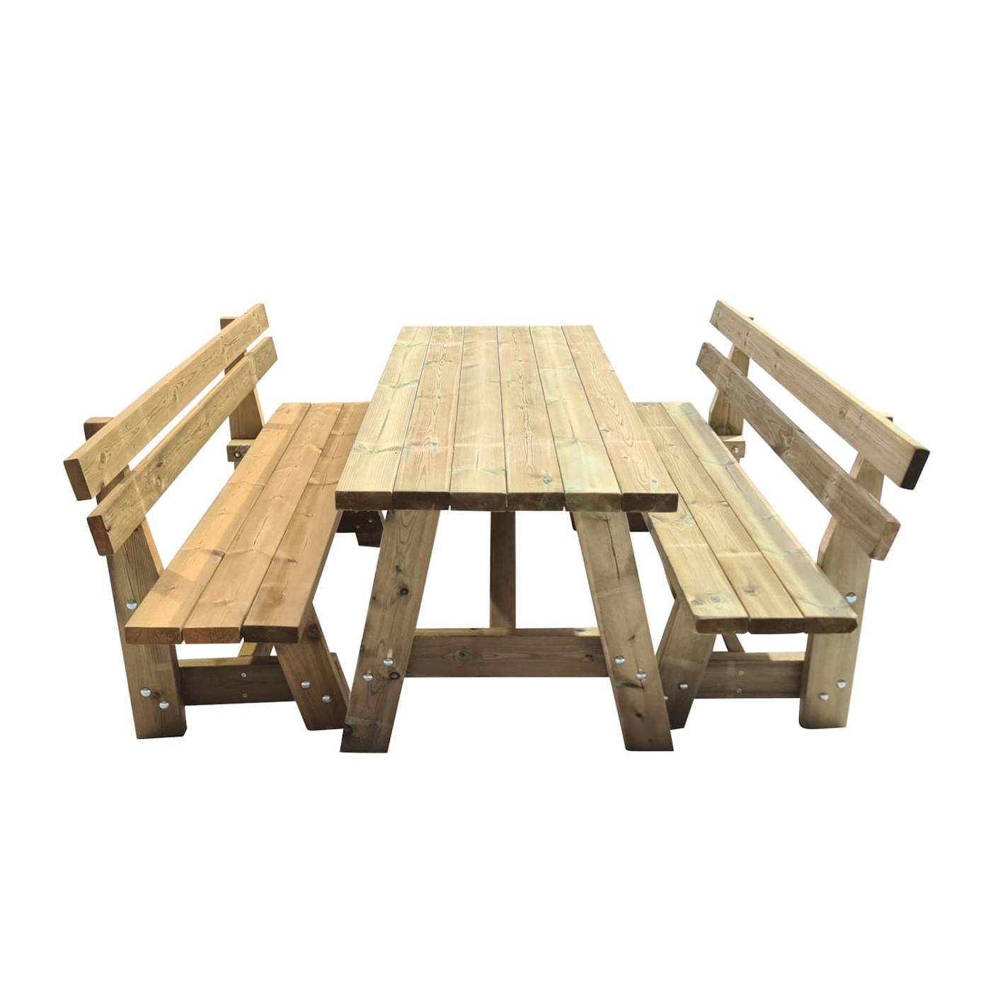 Mesa de madera de exterior ZURICH con bancos con respaldo VIC MASGAMES