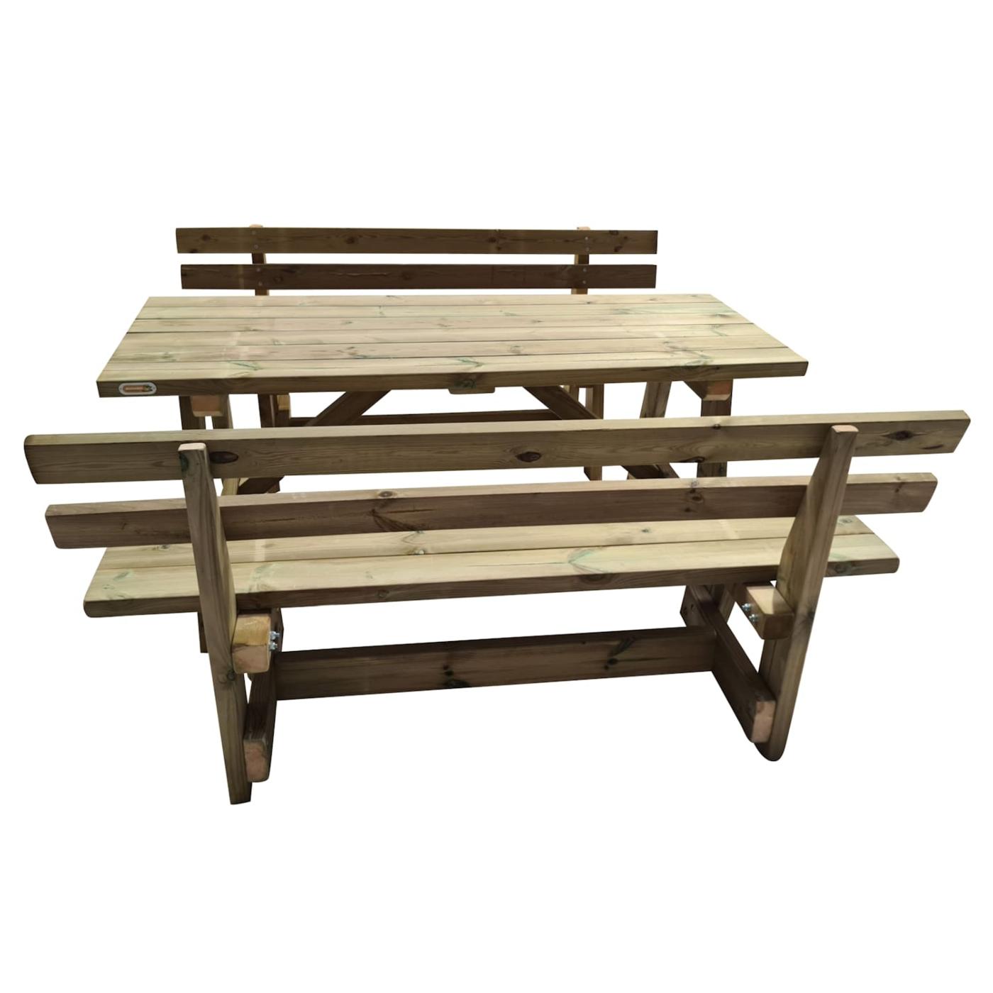 Mesa de madera de exterior ZURICH con bancos con respaldo VIC MASGAMES