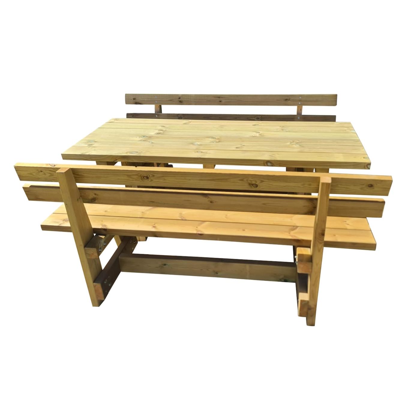 Mesa de madera exterior MASGAMES CALELLA con bancos con respaldo MASGAMES VIC