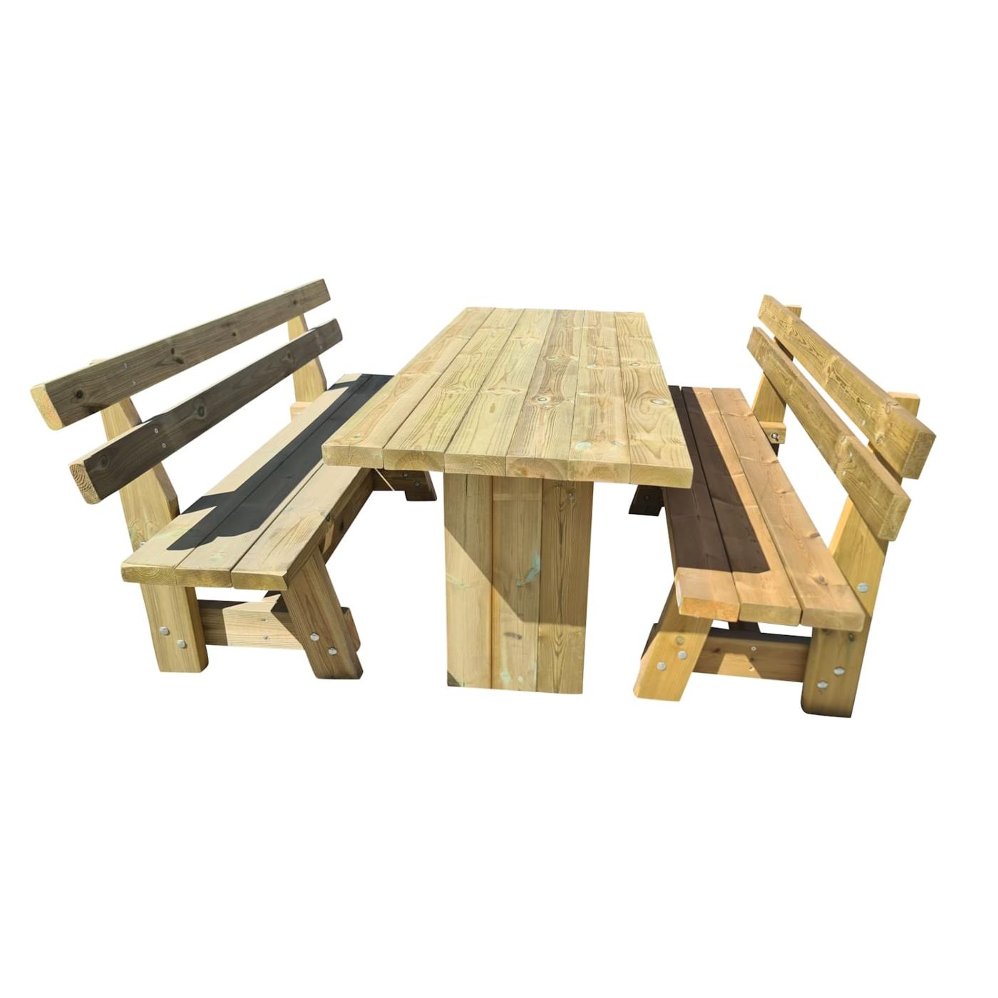 Mesa de madera exterior MASGAMES CALELLA con bancos con respaldo MASGAMES VIC