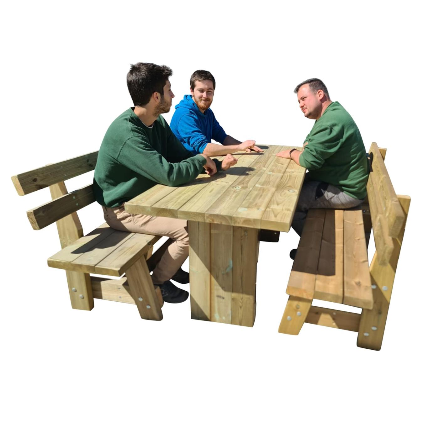 Mesa de madera exterior MASGAMES CALELLA con bancos con respaldo MASGAMES VIC