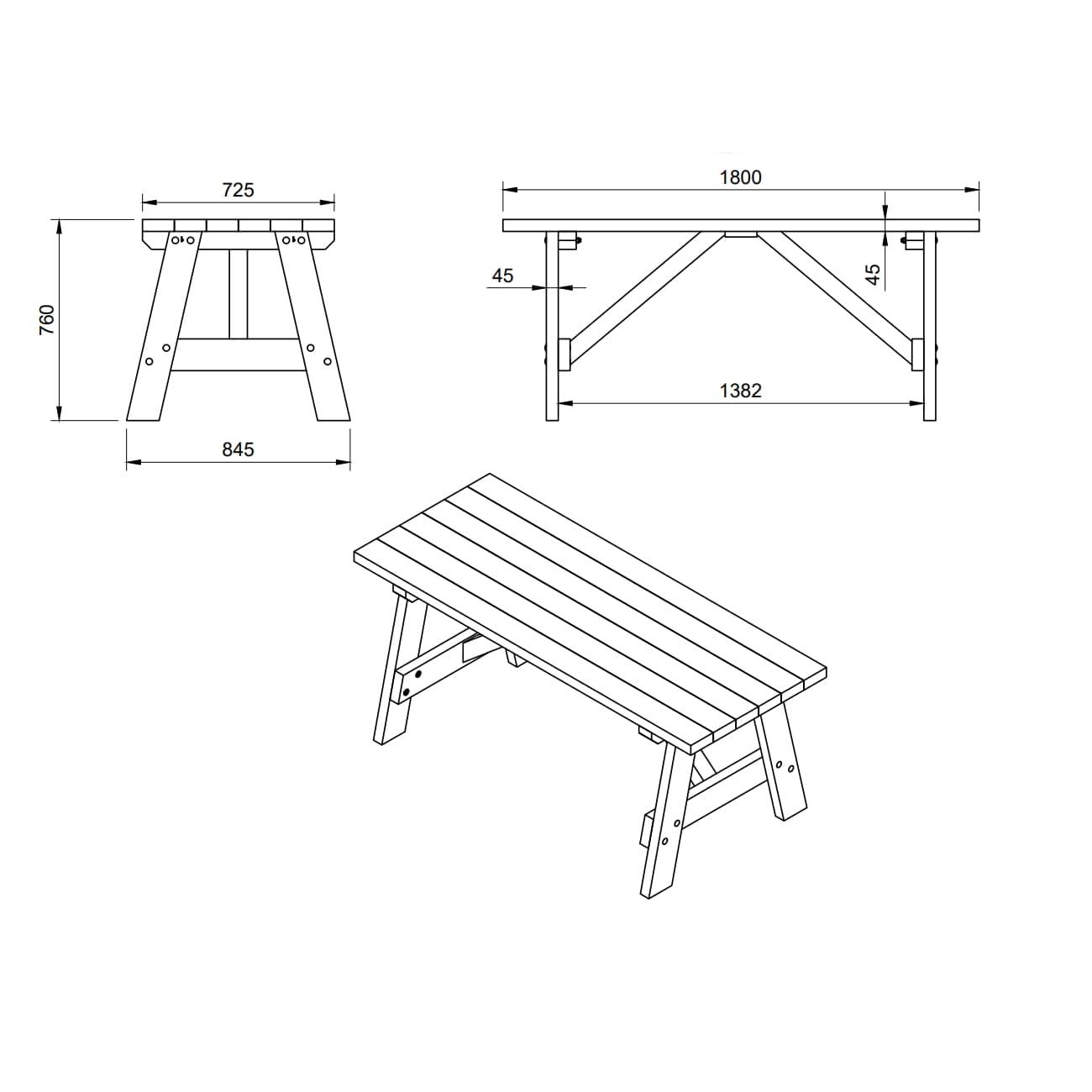 Mesa de madera de exterior ZURICH con bancos con respaldo VIC MASGAMES