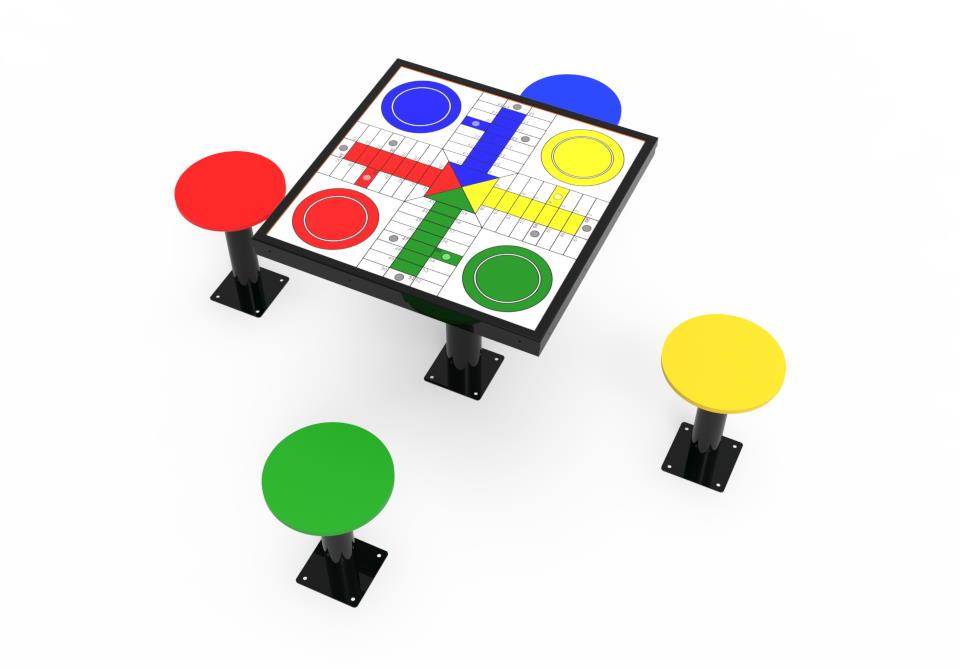 Mesa parchis de exterior con 3 sillas