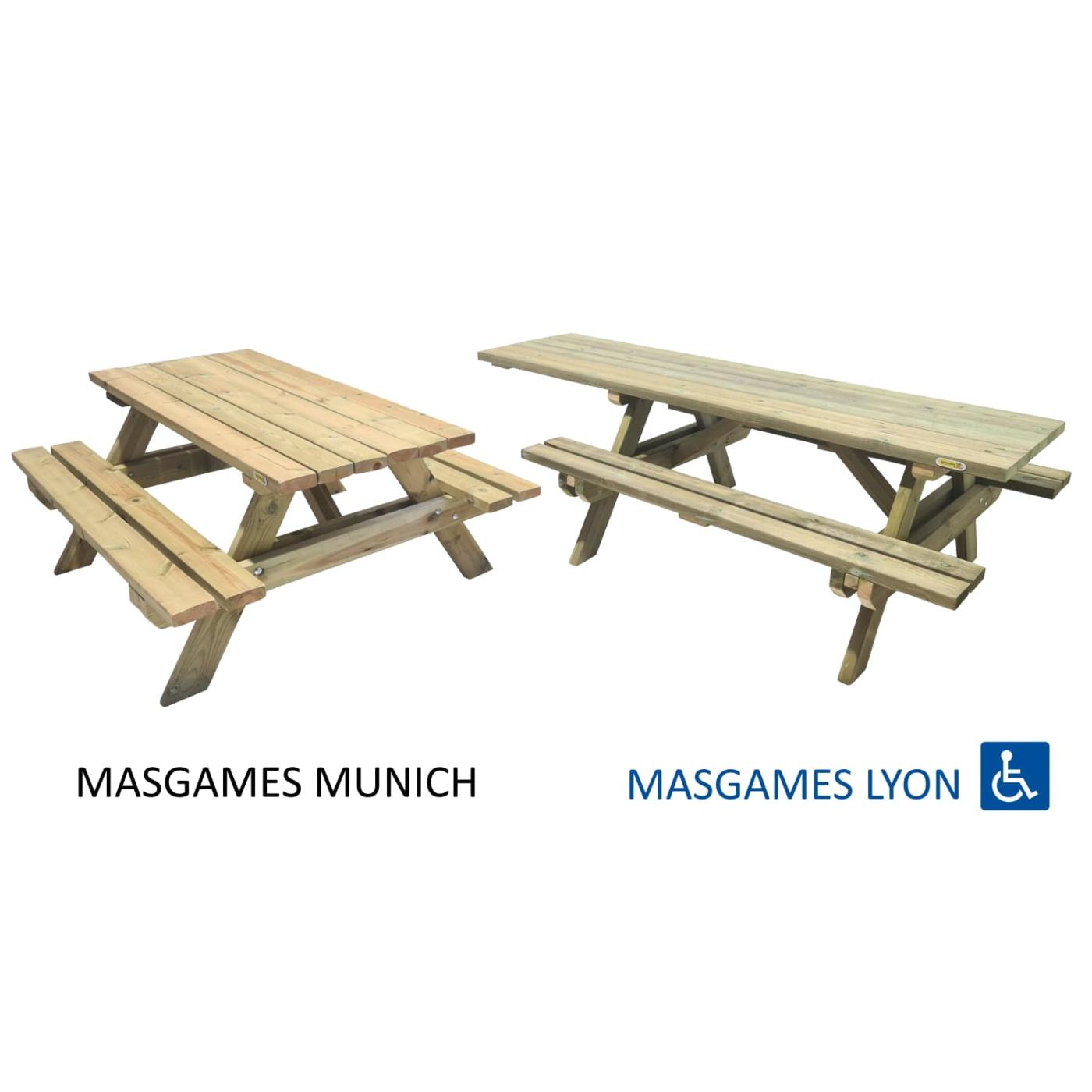 Mesa de picnic adaptada a silla de ruedas MASGAMES LYON