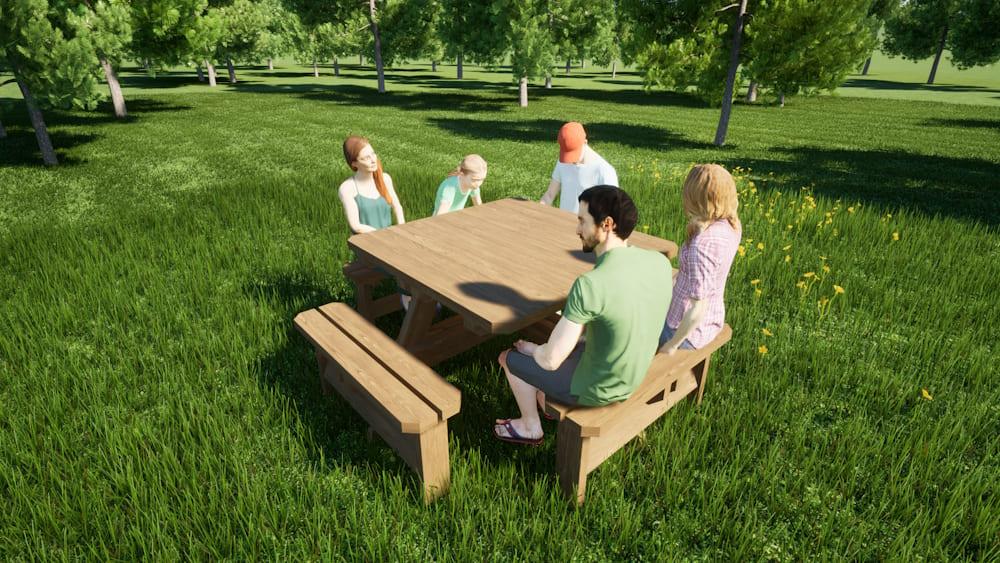 Mesa de picnic cuadrada MASGAMES BALTIC de madera tratada para exterior