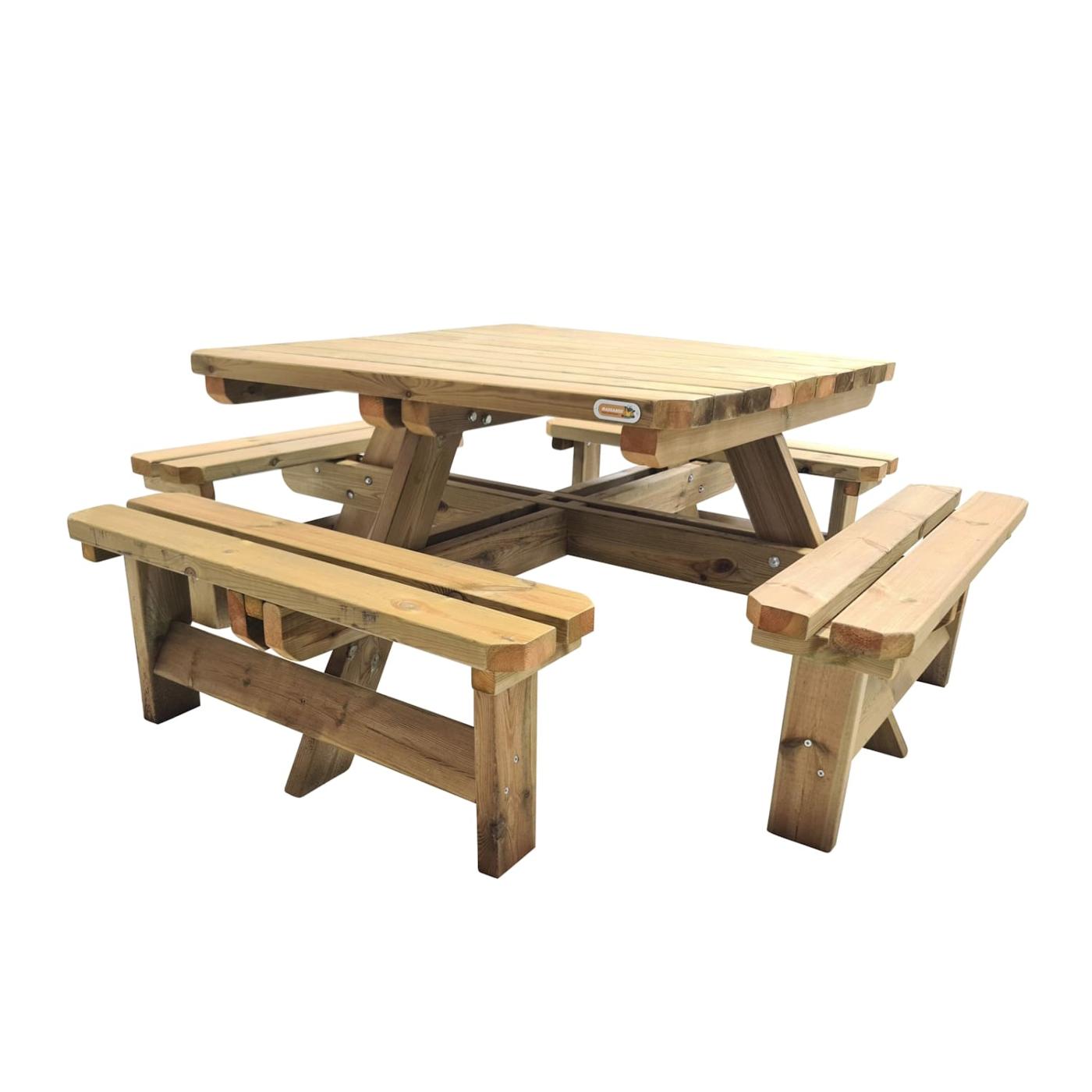 Mesa de picnic cuadrada MASGAMES BALTIC de madera tratada para exterior