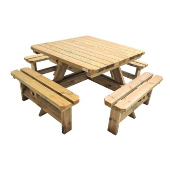 Mesa de picnic cuadrada MASGAMES BALTIC de madera tratada para exterior