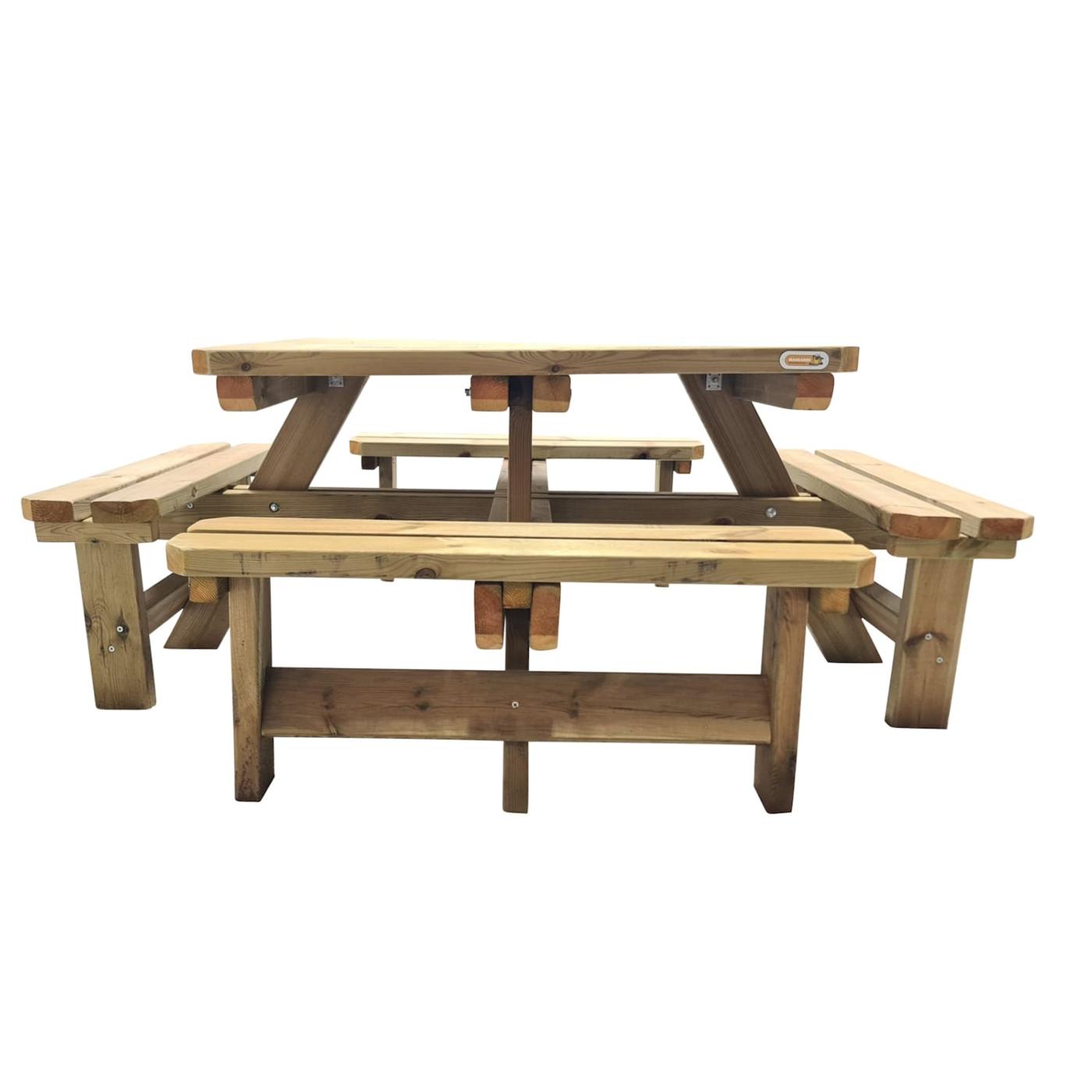 Mesa de picnic cuadrada MASGAMES BALTIC de madera tratada para exterior