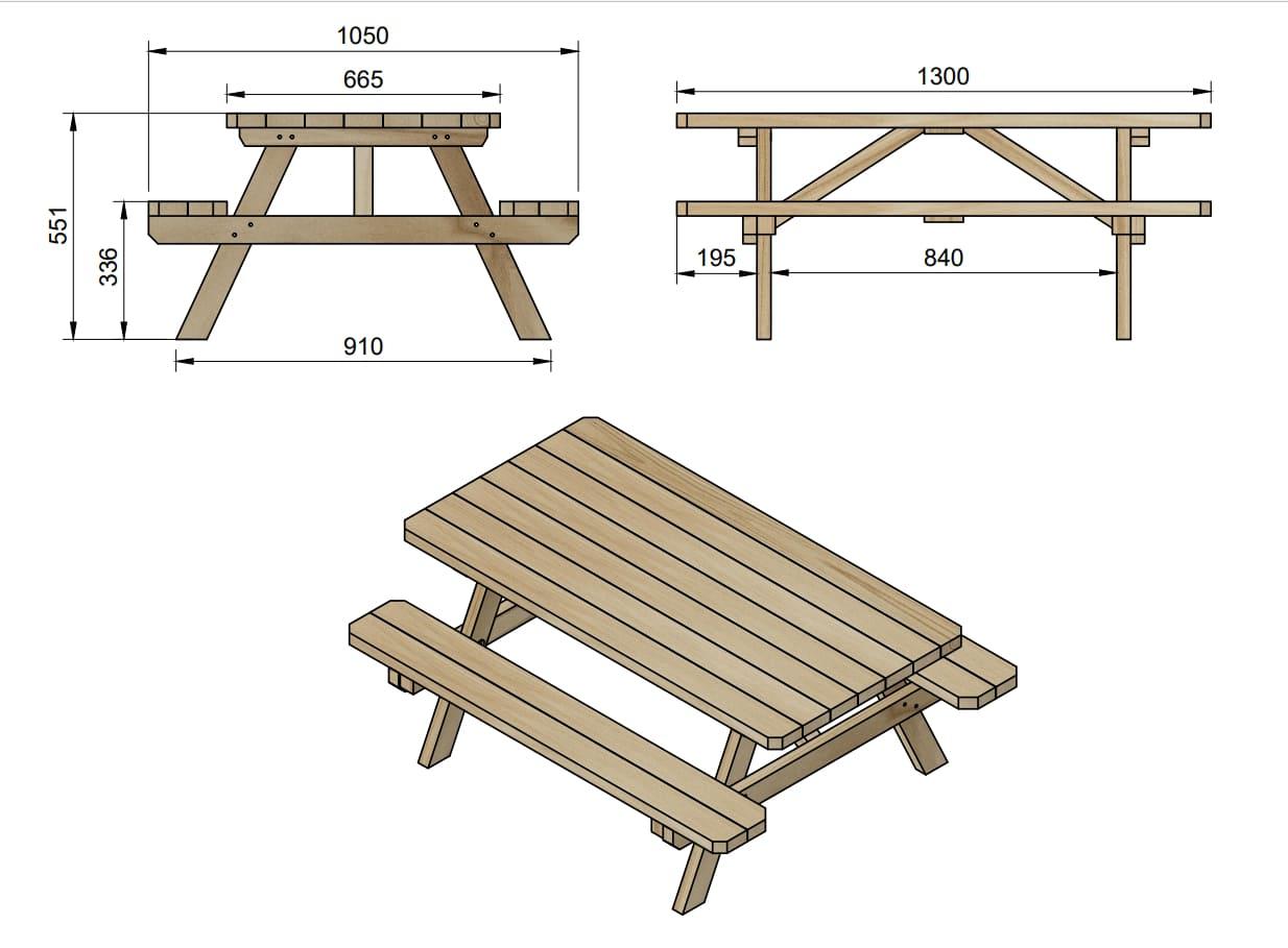 Mesa de picnic infantil MASGAMES BRAM de madera tratada para el exterior 