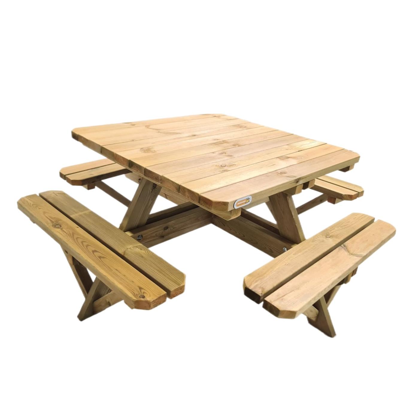 Mesa de picnic cuadrada infantil MASGAMES PERSIC de madera tratada para el exterior