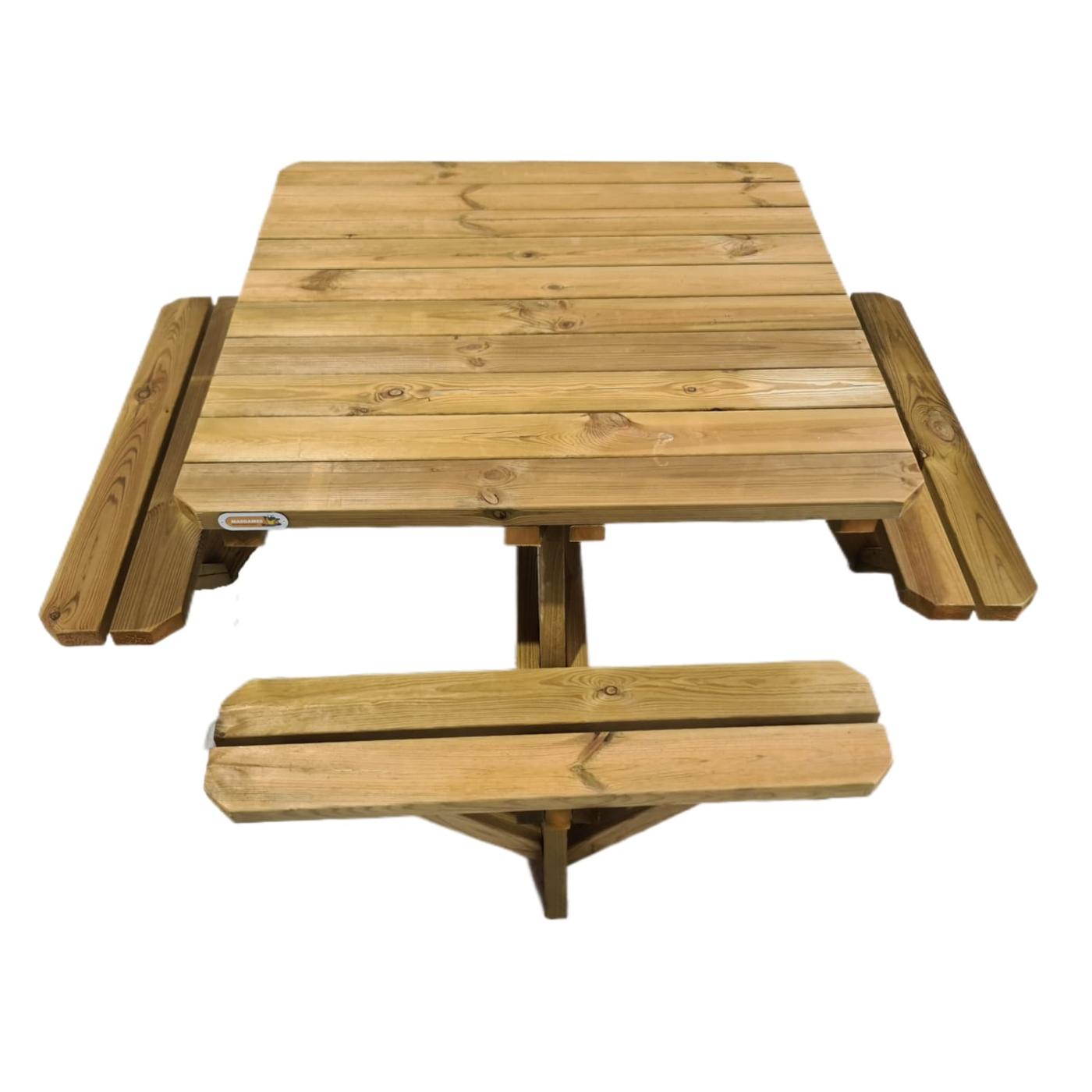 Mesa de picnic cuadrada infantil MASGAMES PERSIC de madera tratada para el exterior